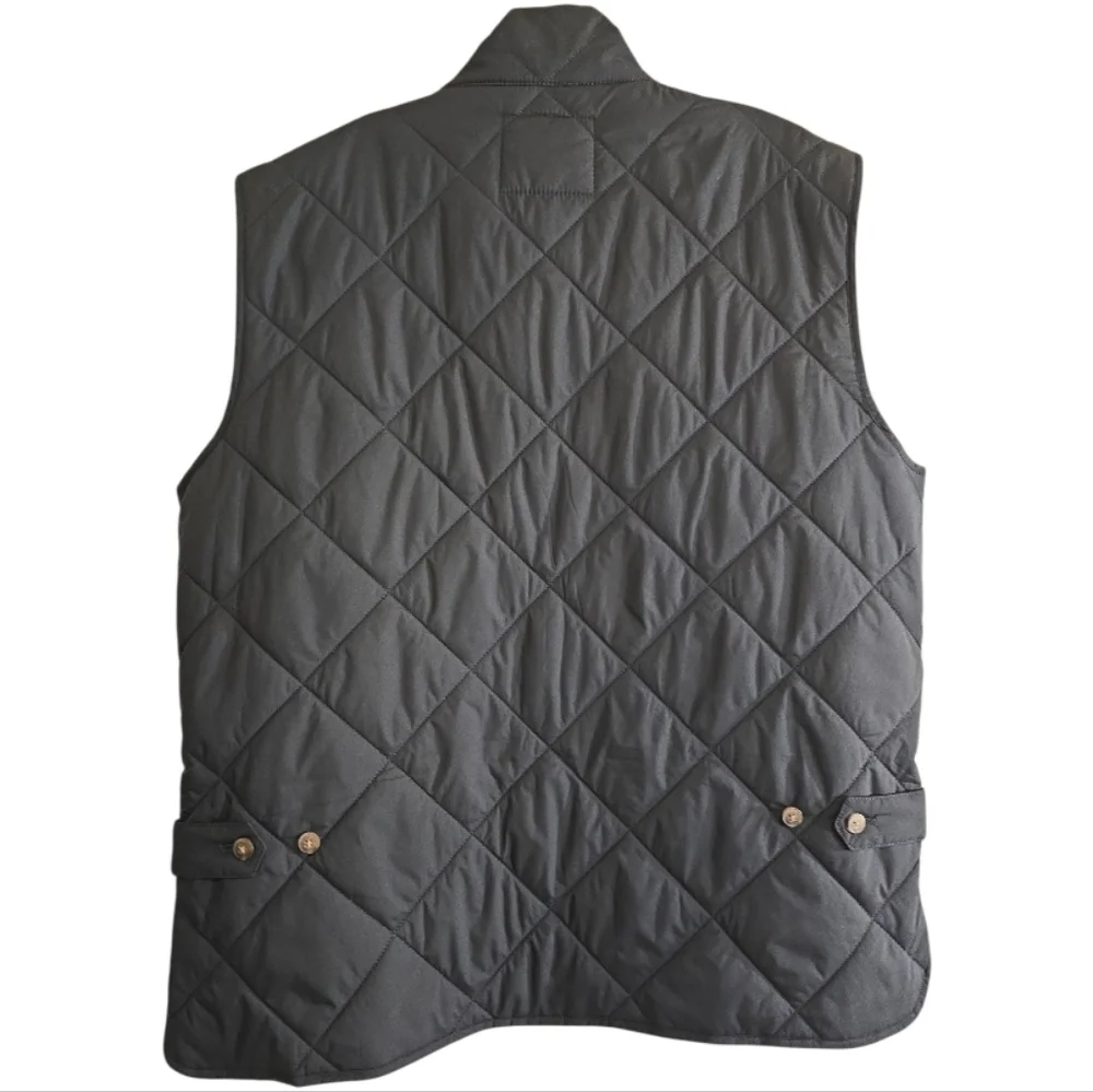 J. Crew Walker Quilted Navy Vest Men's Large Front Zip Pockets Adjustable Back